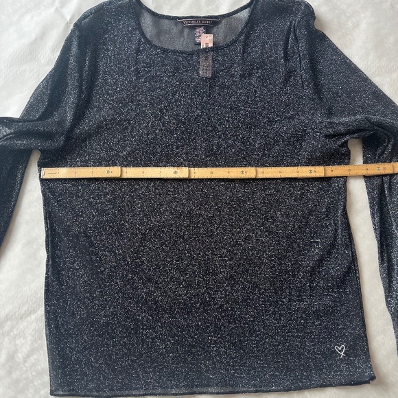 Victoria's Secret Mesh Shimmer‎ Longsleeve Glitter Sexy Sheer Tee Top M/L - Picture 3 of 7